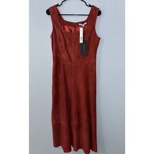 NWT Antonio Melani Sz 6 Dress Norah Luxury Suede Leather Brick Red Sleeveless